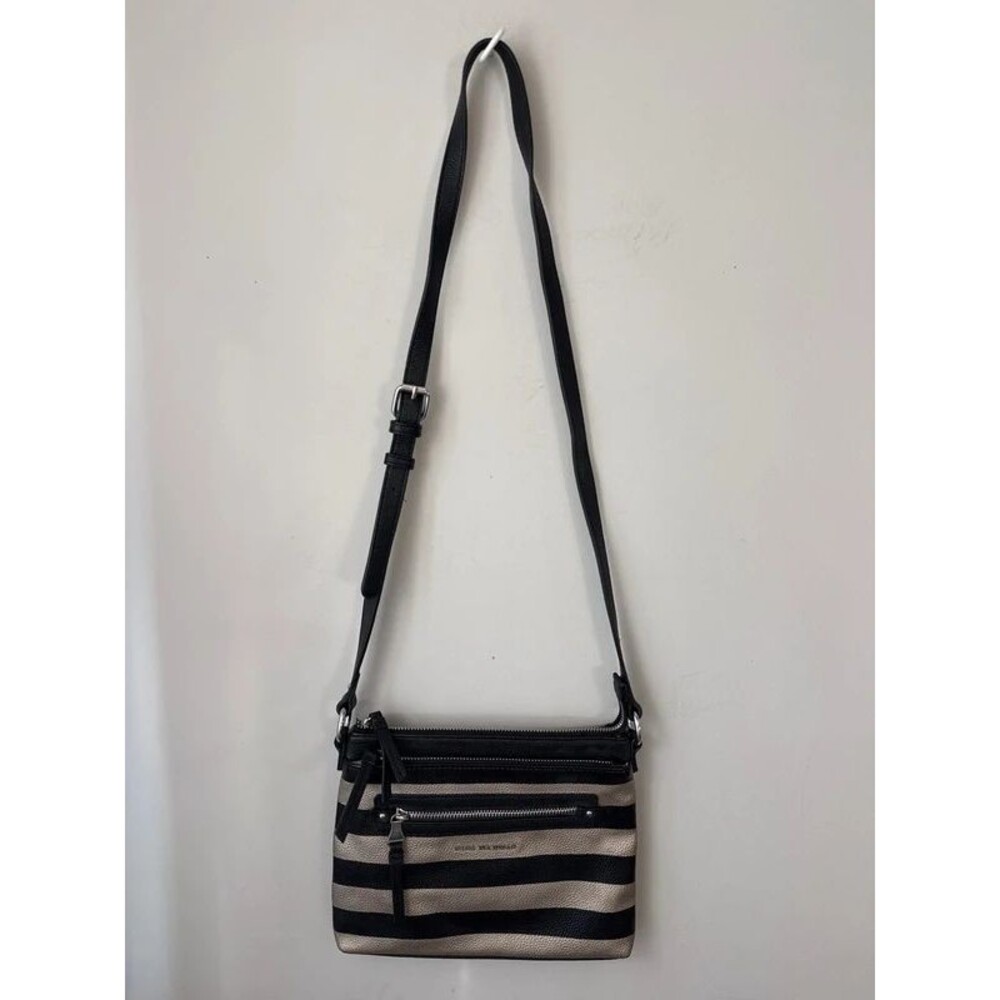 Dana Buchman Gracie Striped Crossbody Bag Black Beige